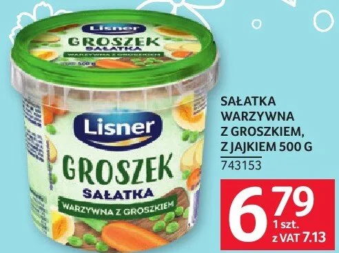 Sałatka warzywna z groszkiem, z jajkiem 500 g Lisner promocja w Selgros