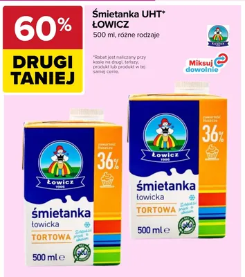 Śmietanka UHT Łowicz Tortowa 36% promocja w Carrefour