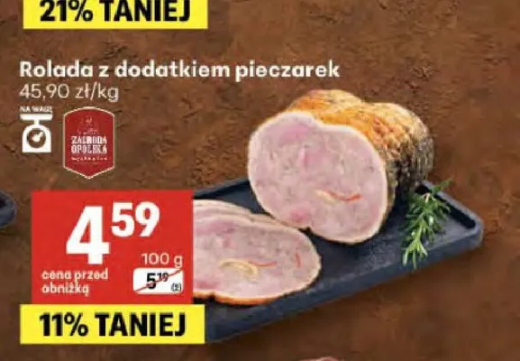 Rolada z dodatkiem pieczarek Zagroda Opacka promocja w Delikatesy Centrum