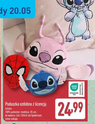 Poduszka ozdobna z licencją Lilo i Stitch 35cm promocja w Aldi