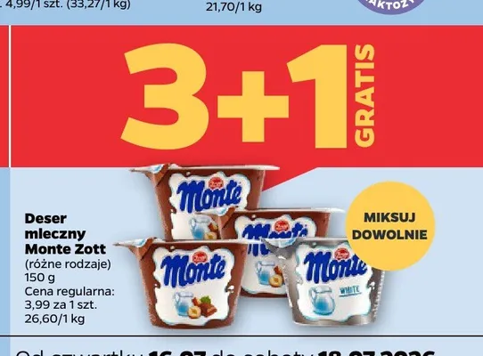 Deser mleczny Monte Zott promocja w Netto