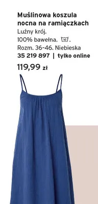 Muślinowa koszula nocna na ramiączkach Tchibo promocja w Tchibo