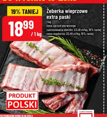 Żeberka wieprzowe extra paski promocja w POLOmarket