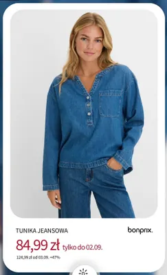 Tunika jeansowa Bonprix. promocja w bonprix