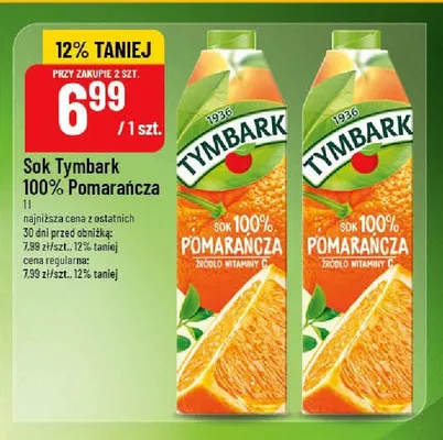 Sok Tymbark 100% Pomarańcza promocja w POLOmarket