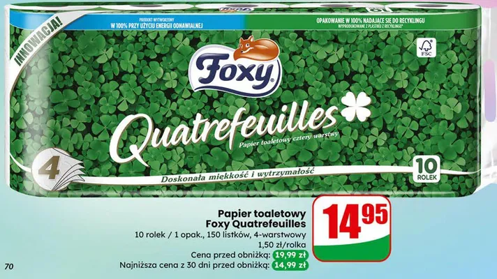 Papier toaletowy Foxy Quatrefeuilles promocja w Dino