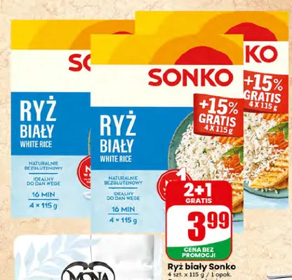 Ryż biały Sonko 4-pak promocja w Dino