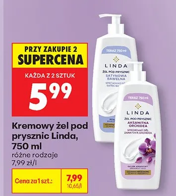 Kremowy żel pod prysznic Linda Satynowa Bawełna promocja w Biedronka