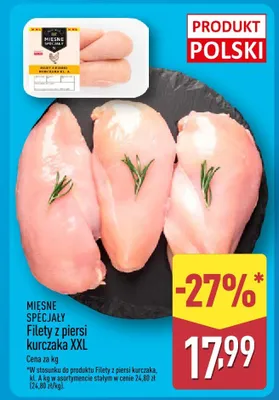 Filety z piersi kurczaka XXL promocja w Aldi