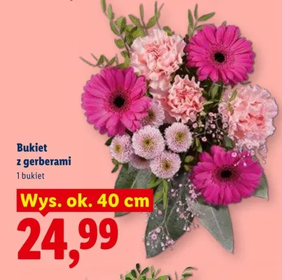 Bukiet z gerberami wys. ok. 40cm promocja w Lidl