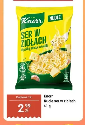 Nudle Knorr ser w ziołach promocja w Dino