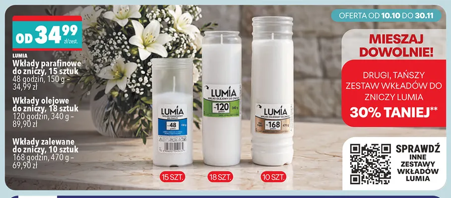 Wkłady zalewane do zniczy 10-pak 168 godzin Lumia promocja w Biedronka