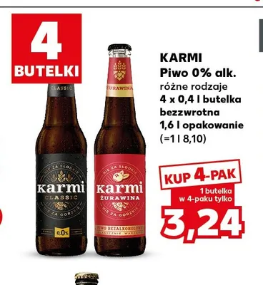 Piwo bezalkoholowe Karmi Żurawina 4-pak promocja w Kaufland