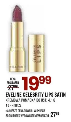 Kremowa pomadka do ust Eveline Celebrity Lips Satin promocja w Drogerie Natura