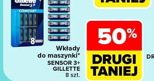 Wkłady do maszynki Sensor 3+ Gillette 8 szt. promocja w Carrefour Market
