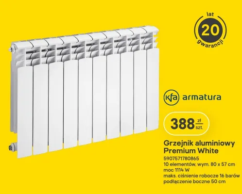 Grzejnik aluminiowy KFA Armatura Premium White promocja w Castorama