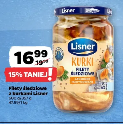 Filety śledziowe z kurkami Lisner promocja w Netto