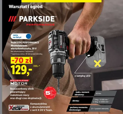 Akumulatorowa wiertarkowkrętarka Parkside Performance promocja w Lidl