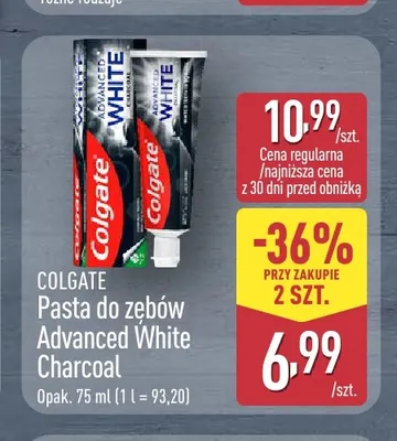 Pasta do zębów Advanced White Charcoal Colgate promocja w Aldi