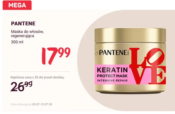 Maska do włosów regenerująca Pantene promocja w Rossmann