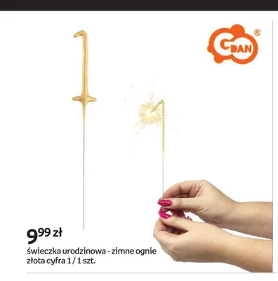 Świeczka urodzinowa - zimne ognie złota cyfra 1 GDAN promocja w Empik