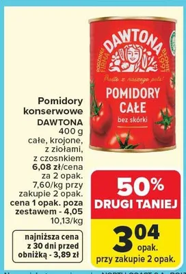 Pomidory konserwowe całe, krojone, z ziołami, z czosnkiem promocja w Carrefour Market