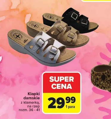 Klapki damskie z klamerką promocja w Carrefour