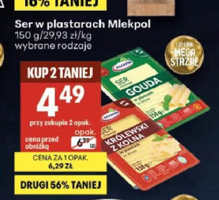 Ser w plastrach Mlekpol Królewski z Kolna promocja w Delikatesy Centrum