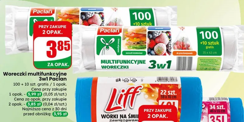 Worki na śmieci zawiązywane poj. 35l promocja w Dino