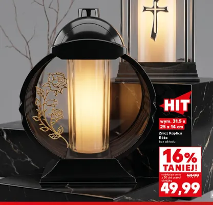 Znicz kaplica Róża bez wkładu 31,5x25x14 cm promocja w Kaufland
