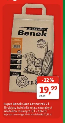 Żwirek dla kota Super Benek Corn Cat promocja w MAXI ZOO
