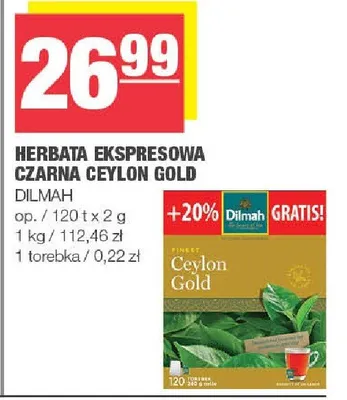 Herbata ekspresowa czarna Ceylon Gold Dilmah promocja w SPAR