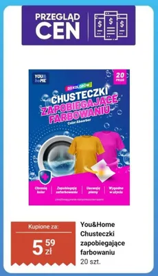 Chusteczki zapobiegające farbowaniu You&Home promocja w Dino