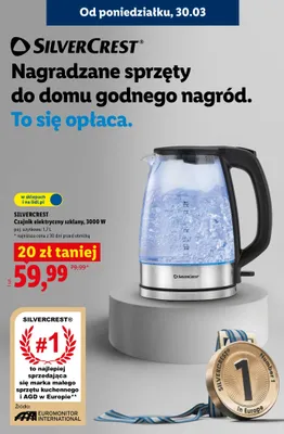 Czajnik elektryczny szklany, 3000W promocja w Lidl