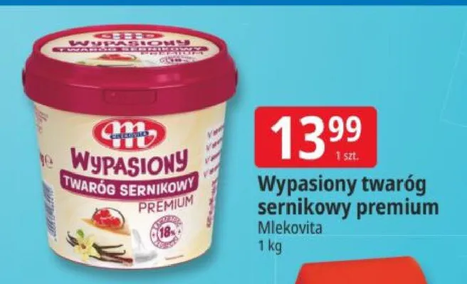 Wypasiony twaróg sernikowy premium Mlekovita promocja w Leclerc