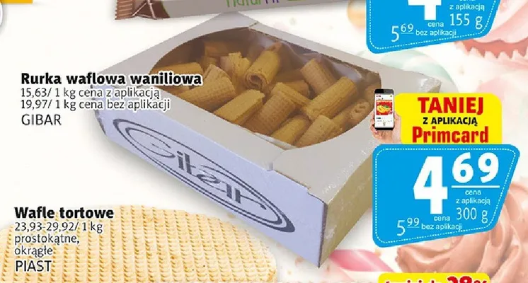 Rurka waflowa waniliowa Gibar promocja w Prim Market