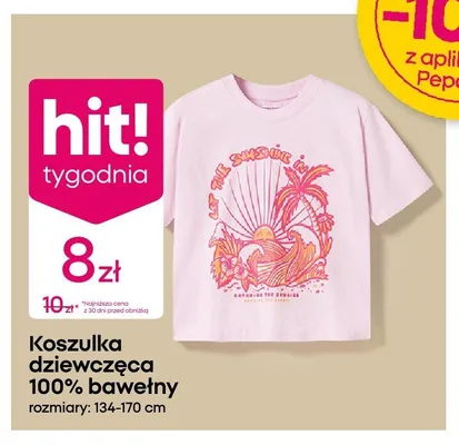 Koszulka dziewczęca 100% bawełny promocja w Pepco