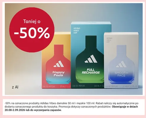 Woda perfumowana Adidas Vibes Happy Feels promocja w Rossmann