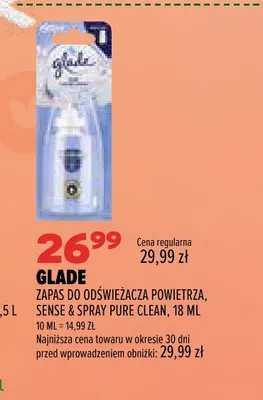 Zapas do odświeżacza powietrza Sense & Spray Pure Clean Glade promocja w Drogerie Natura
