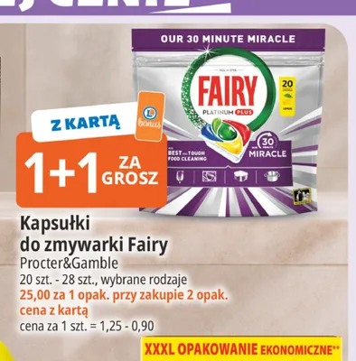 Kapsułki do zmywarki Fairy Platinum Plus promocja w Leclerc