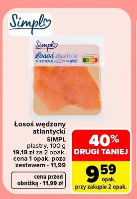 Łosoś wędzony atlantycki plastry Simpl promocja w Carrefour Market