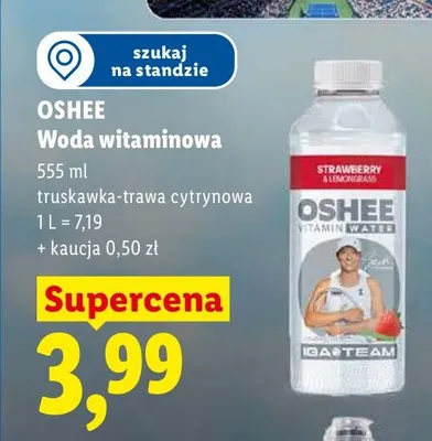 Woda witaminowa OSHEE truskawka-trawa cytrynowa promocja w Lidl
