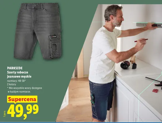 Szorty robocze jeansowe męskie Parkside promocja w Lidl