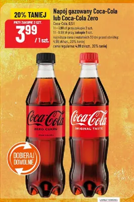 Napój gazowany Coca-Cola lub Coca-Cola Zero promocja w POLOmarket