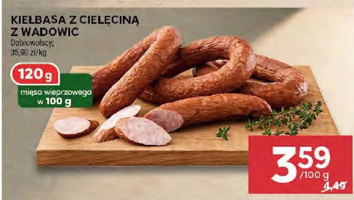 Kiełbasa z cielęciną z Wadowic Dobrowolscy promocja w Stokrotka