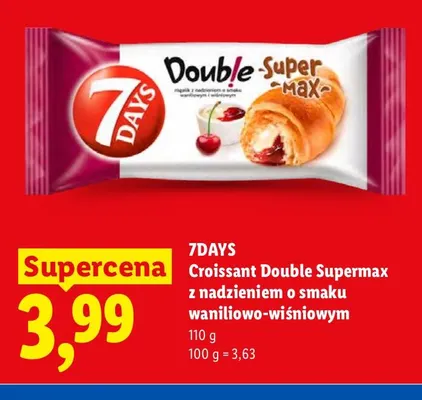 Croissant Double Supermax z nadzieniem o smaku waniliowo-wiśniowym 7Days promocja w Lidl
