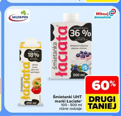 Śmietanka UHT Łaciate 18% promocja w Carrefour Market