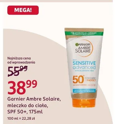 Mleczko do ciała Garnier Ambre Solaire Sensitive Advanced SPF 50+ promocja w Rossmann