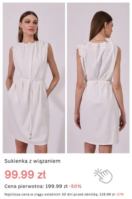 Sukienka z wiązaniem promocja w Monnari