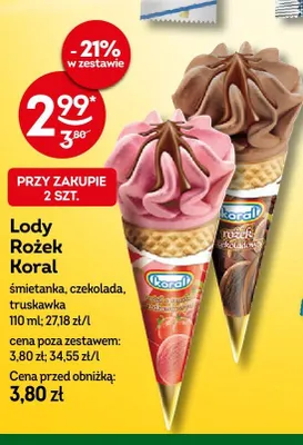 Lody Rożek Koral czekolada promocja w Żabka